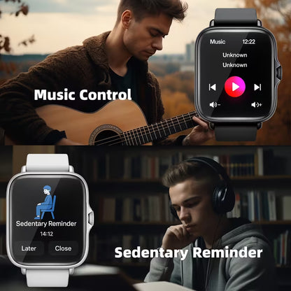 Smart Watch, 1.83" Full Touch Screen Display with Message, Answer Make Call Smartwatch, Sports Pedometer, Information Alerts, for Iphone/Android Phones, Smartbands Fitness Watch for Women/Men Friend Gift, Birthday Gift