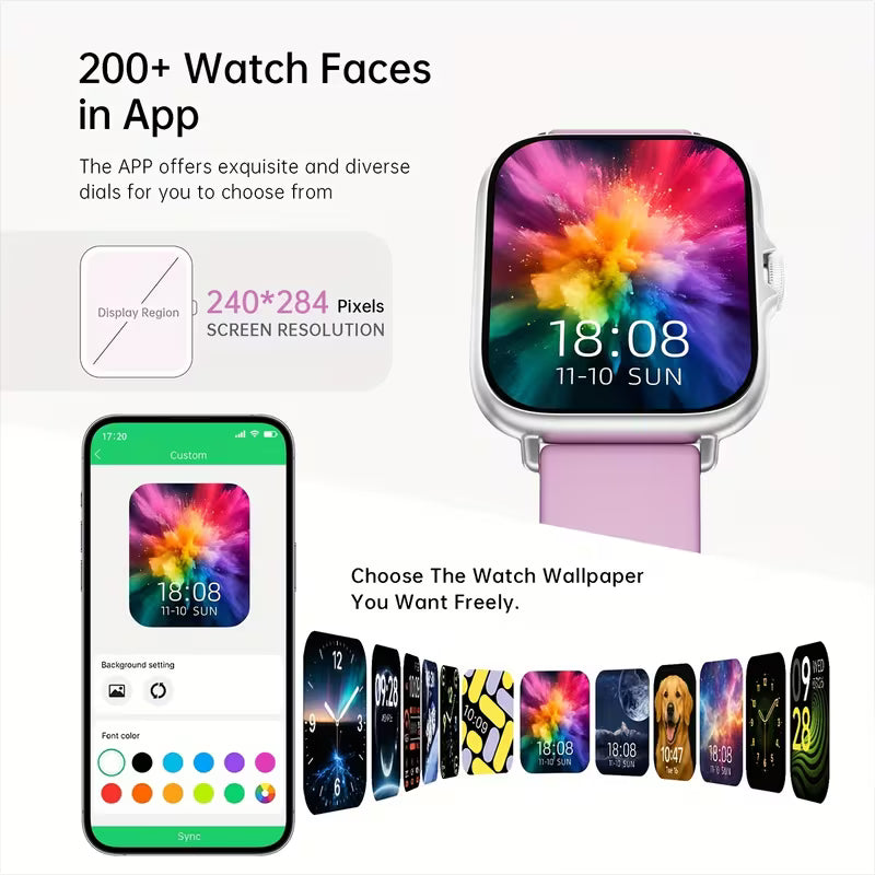 Smart Watch, 1.83" Full Touch Screen Display with Message, Answer Make Call Smartwatch, Sports Pedometer, Information Alerts, for Iphone/Android Phones, Smartbands Fitness Watch for Women/Men Friend Gift, Birthday Gift