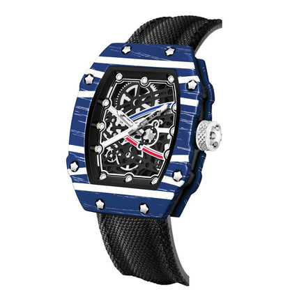 Men’s Ultra-Thin Barrel Watch with Nylon Strap – Minimalist Quartz Timepiece