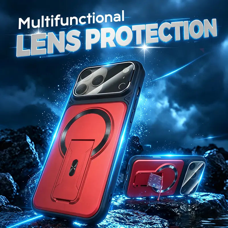 Multifunctional Lens Protection Case with Invisible Stand & Camera Protection for iPhone