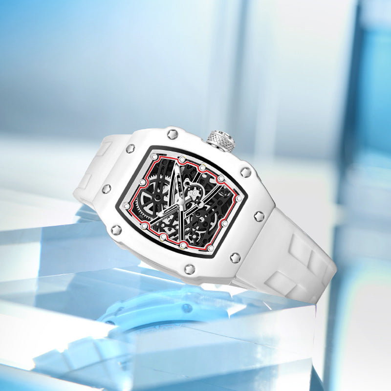 Men’s Ultra-Thin Barrel-Shaped Quartz Watch – Luminous Fashion Timepiece