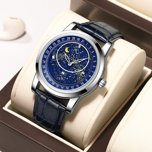 Men’s Starry Sky Watch – Rotating Dial Automatic Mechanical Wristwatch