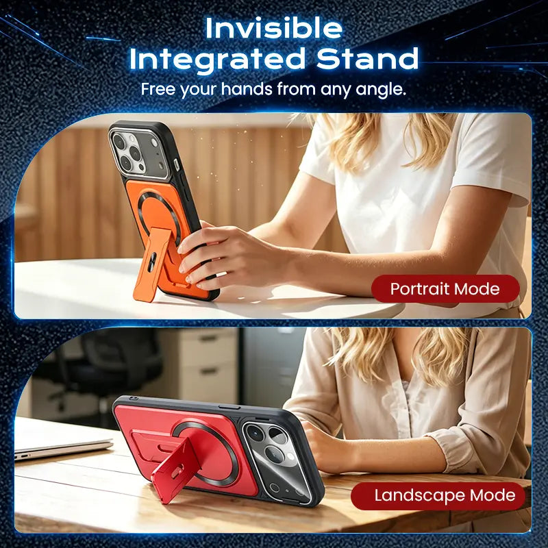 Multifunctional Lens Protection Case with Invisible Stand & Camera Protection for iPhone