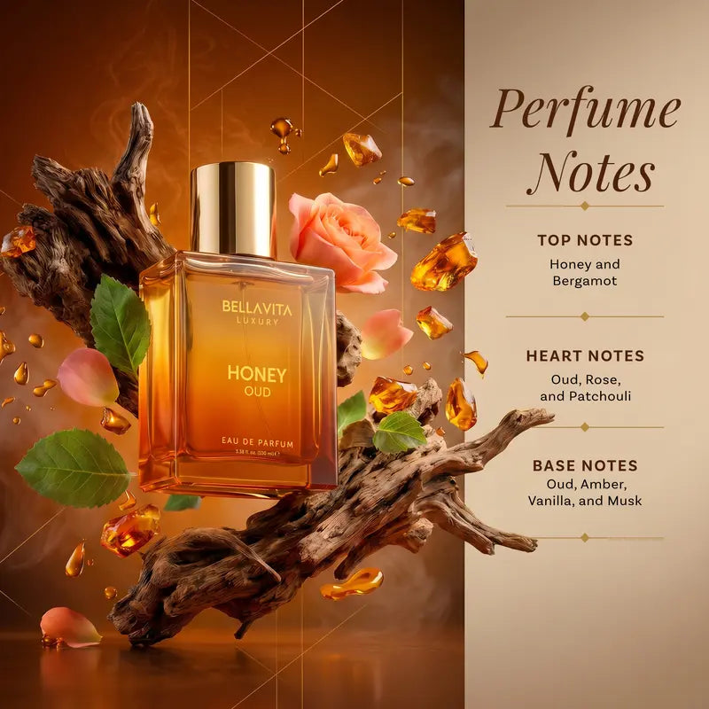 Bella Vita Luxury's Honey Oud | Eau de Parfum 100ml (3.4 fl oz) | Patchouli, Vanilla, Bergamot | Floral & Spicy | Made with Clean & Vegan Essentials Oils | Cruelty Free Fragrance Perfume