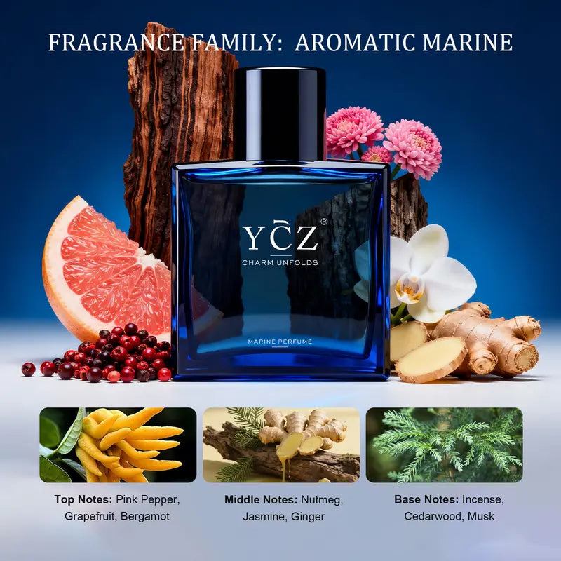 [YCZ] Midnight Marine Eau de Parfum 1.7oz | Aromatic Marine Fragrance for Men, Magnetic & Sensual, Long-Lasting for Dates and Everyday Wear, Inspired by the Effortless Attraction That Naturally Draws People Closer