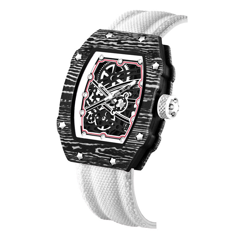 Men’s Ultra-Thin Barrel Watch with Nylon Strap – Minimalist Quartz Timepiece