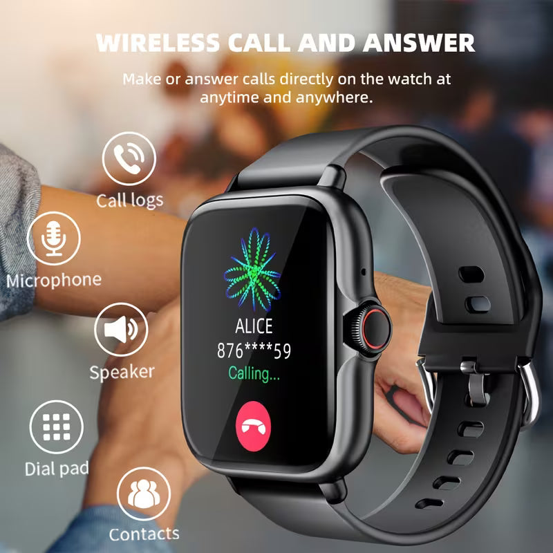Smart Watch, 1.83" Full Touch Screen Display with Message, Answer Make Call Smartwatch, Sports Pedometer, Information Alerts, for Iphone/Android Phones, Smartbands Fitness Watch for Women/Men Friend Gift, Birthday Gift