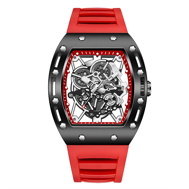 Men’s Barrel-Shaped Quartz Watch | Luminous Hollow Design Fashion Wristwatch