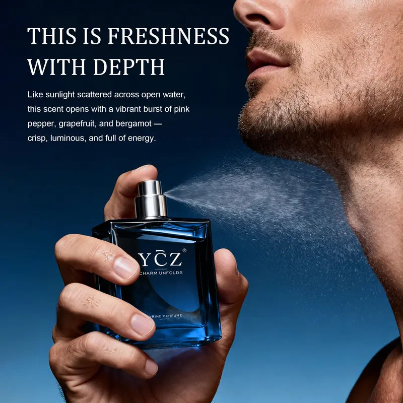 [YCZ] Midnight Marine Eau de Parfum 1.7oz | Aromatic Marine Fragrance for Men, Magnetic & Sensual, Long-Lasting for Dates and Everyday Wear, Inspired by the Effortless Attraction That Naturally Draws People Closer