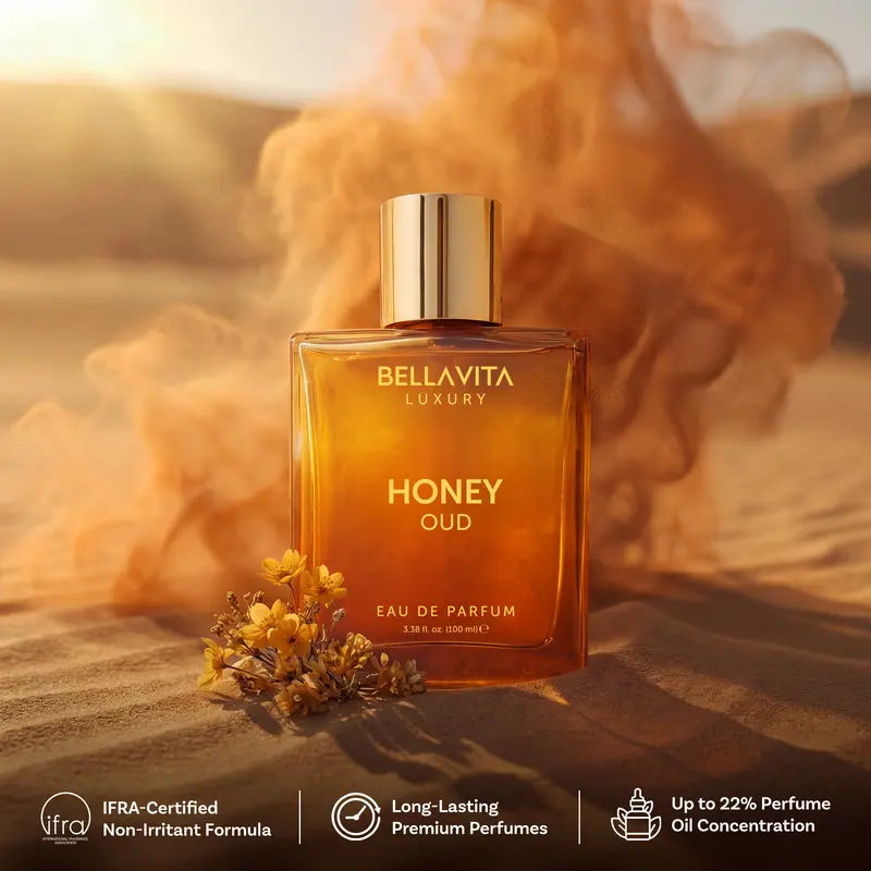 Bella Vita Luxury's Honey Oud | Eau de Parfum 100ml (3.4 fl oz) | Patchouli, Vanilla, Bergamot | Floral & Spicy | Made with Clean & Vegan Essentials Oils | Cruelty Free Fragrance Perfume