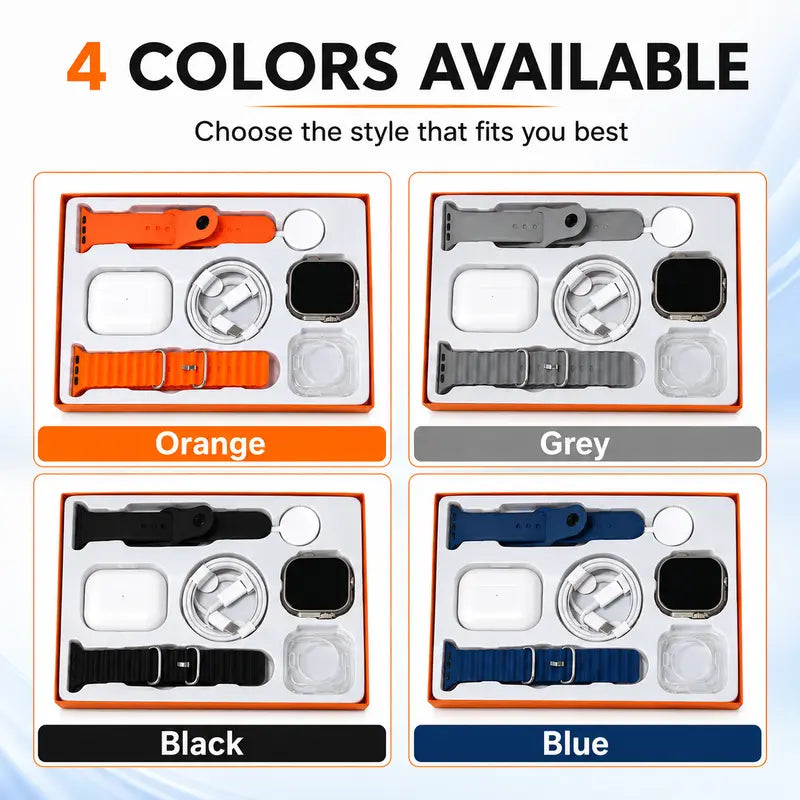 X90 Wearable Device Kit with Bluetooth Earbuds, Magnetic Charger, Type-C Cable & Protective Case