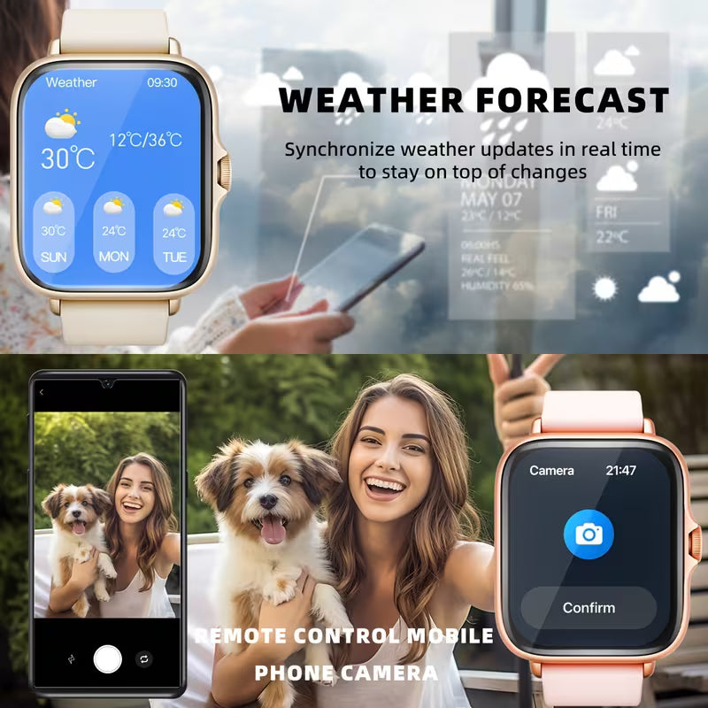 Smart Watch, 1.83" Full Touch Screen Display with Message, Answer Make Call Smartwatch, Sports Pedometer, Information Alerts, for Iphone/Android Phones, Smartbands Fitness Watch for Women/Men Friend Gift, Birthday Gift