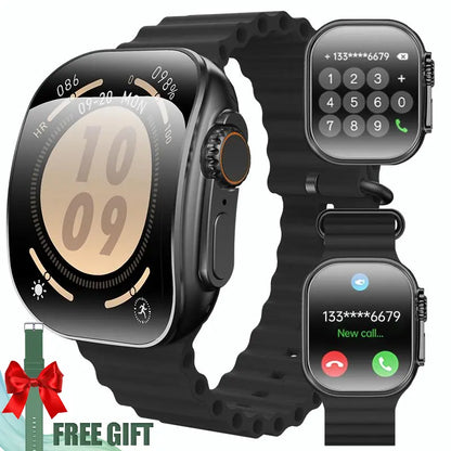 W&O Smart Watch with 2.02" Dial Wireless Calling Dialing 100+ Sport Modes Fitness Tracker with Various APP Reminders Call Message Reminder Touch Screen Compatible with iPhone Android Wearable Smart Bracelet Digital Wristwatch Fall Gift