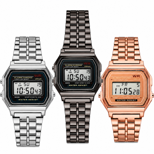 Casio F91W Style LED Digital Watch – A159 Stainless Steel Band